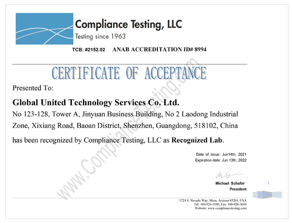 Cina Global United Technology Services Co.,Ltd. Sertifikasi