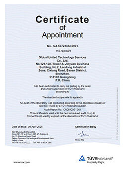 Cina Global United Technology Services Co.,Ltd. Sertifikasi
